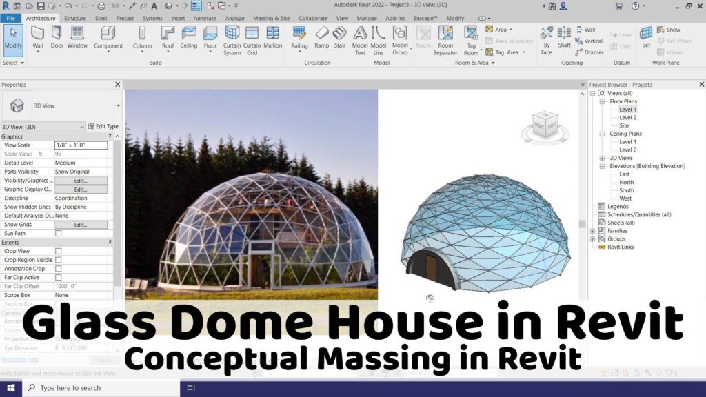 Massing in Revit | Glass Dome House in Revit Tutorial | LernRevitOnline.Com