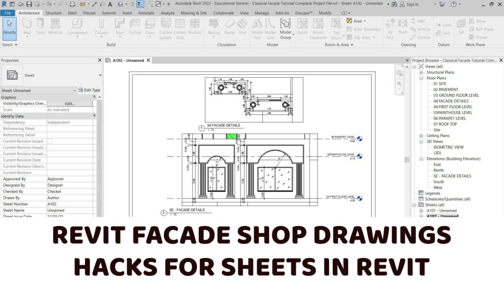 Facade Detail Drawings in Revit Tutorial | Hacks for Sheets in Revit