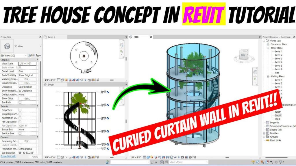 Tree House Concept Design in Revit Tutorial | Curved Glass in Revit Tutorial