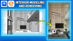 How to Model & Render Realistic Double Height Living Room